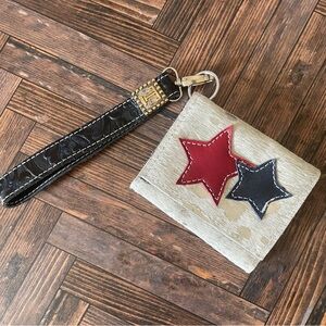 Leather Stars Wallet Western Country Cowgirl Red White Blue wristlet‎